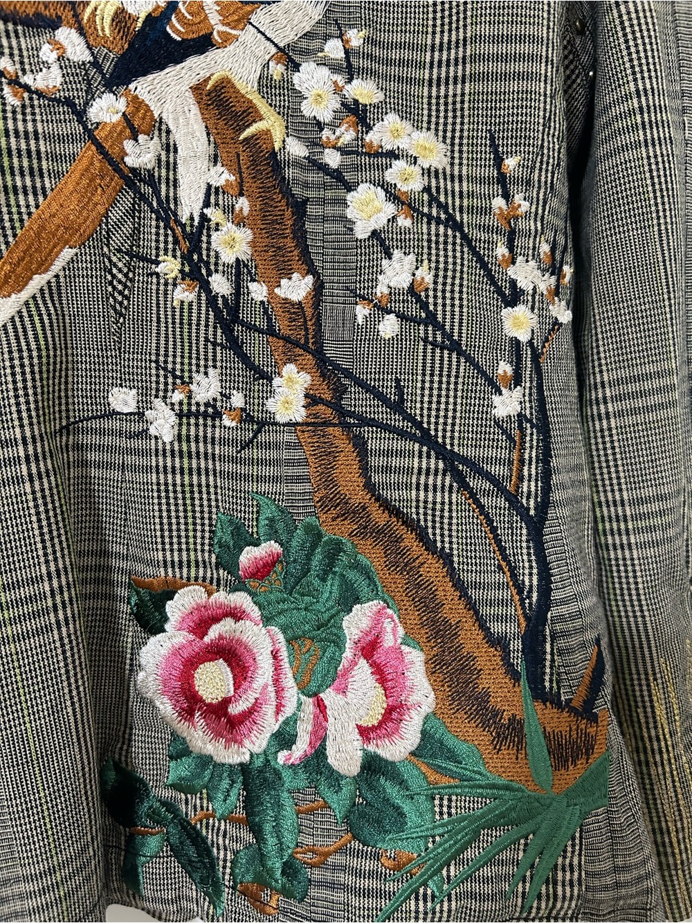 Johnny Was Workshop Plaid Embroidered Blazer - Picture 10 of 14